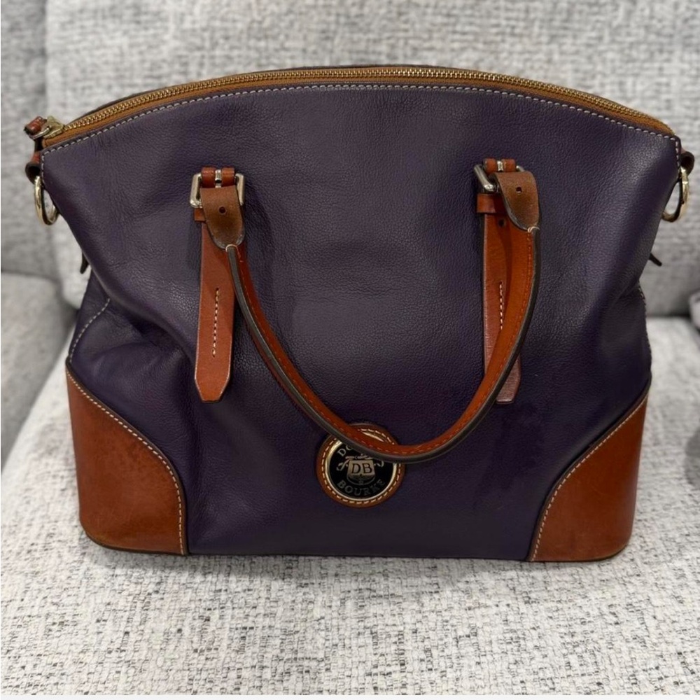 Dooney & Bourke Dark Purple and Tan Shoulder Bag